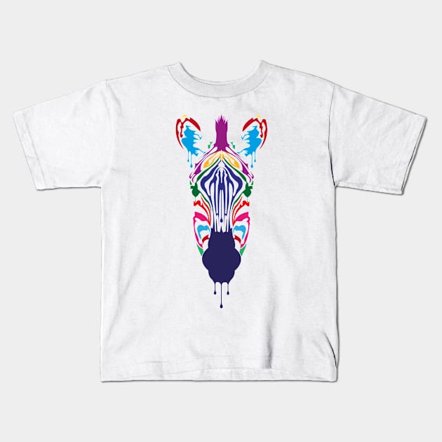 Colourful zebra Kids T-Shirt by Paint